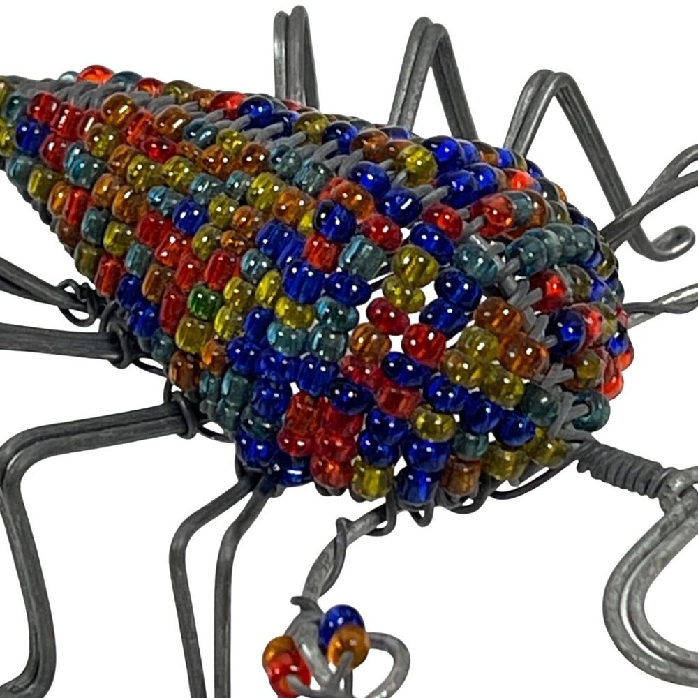 Handmade Scorpion Wire Glass Bead South Africa Multicolor Blue Red Artisan VTG - Picture 8 of 11